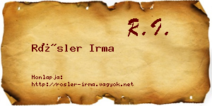 Rösler Irma névjegykártya